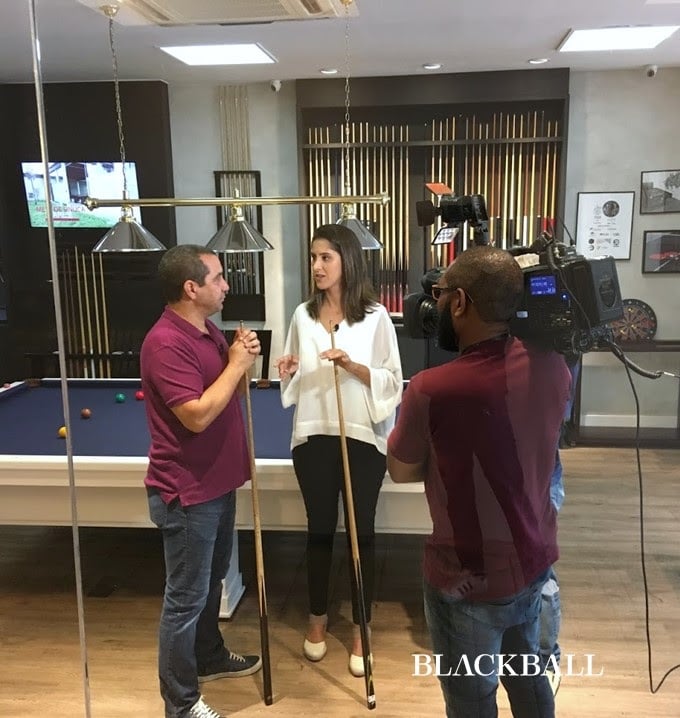 Zinho Jogando Sinuca Para o Esporte Fantástico da Record Na Loja BLACKBALL