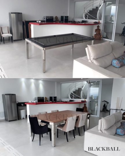 Mesa de Sinuca e Jantar BLACKBALL® Hefestus Aço INOX